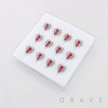 12PCS OF CZ BLOODY SPIDER WEB BLEEDING HEART 316L SURGICAL STEEL L-SHAPE NOSE RING BOX